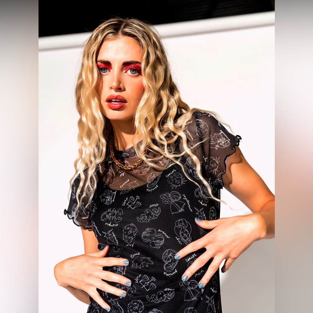 Dressed in LALA Black Sheer Zodiac Maxi Dress